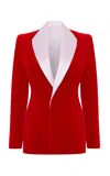 Rasario Satin-trimmed Velvet Blazer In Red