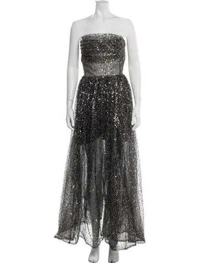 Pre-owned Rasario Sequin Long Dress In Black