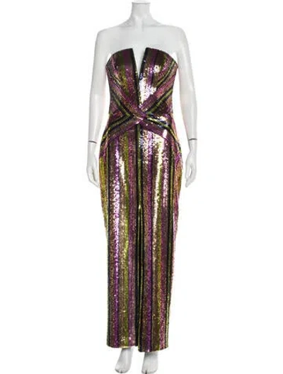 Pre-owned Rasario Sequin Long Dress In Multi