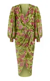 Rasario Sequined Chiffon Midi Dress In Green
