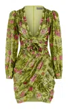 Rasario Sequined Chiffon Mini Dress In Green