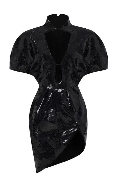 Rasario Sequined Cutout Midi Dress In Black
