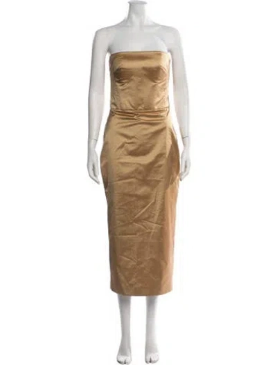 Pre-owned Rasario Silk Midi Length Dress In Yellow