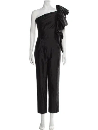Pre-owned Rasario Silk One-shoulder Jumpsuit In Black