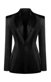 Rasario Single-breasted Satin Blazer In Black