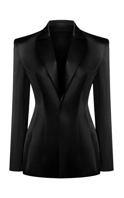 Rasario Single-breasted Satin Blazer In Black