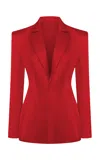 Rasario Single-breasted Satin Blazer In Red