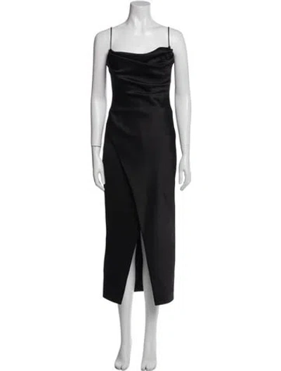 Pre-owned Rasario Square Neckline Long Dress In Black