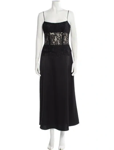 Pre-owned Rasario Square Neckline Long Dress In Black