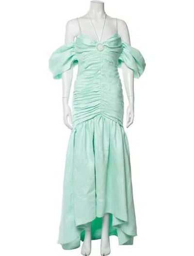 Pre-owned Rasario Square Neckline Long Dress In Blue