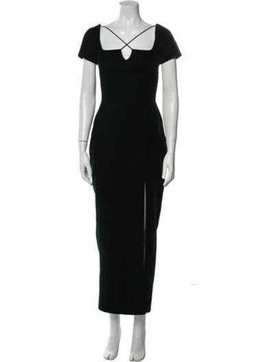Pre-owned Rasario Square Neckline Long Dress In Green