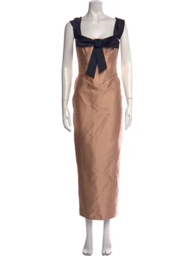Pre-owned Rasario Square Neckline Long Dress In Neutrals
