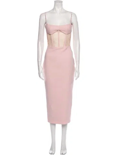 Pre-owned Rasario Square Neckline Long Dress In Pink