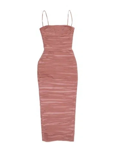 Pre-owned Rasario Square Neckline Long Dress In Pink