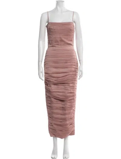 Pre-owned Rasario Square Neckline Long Dress In Pink