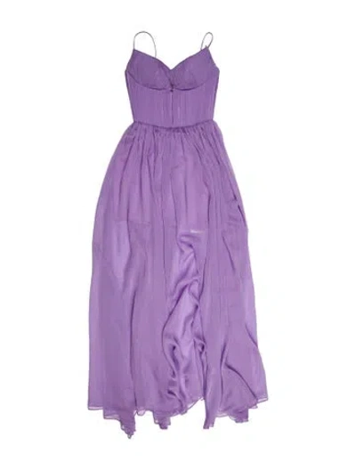 Pre-owned Rasario Square Neckline Long Dress In Purple