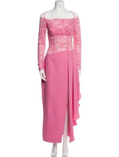 Pre-owned Rasario Square Neckline Long Dress W/ Tags In Pink