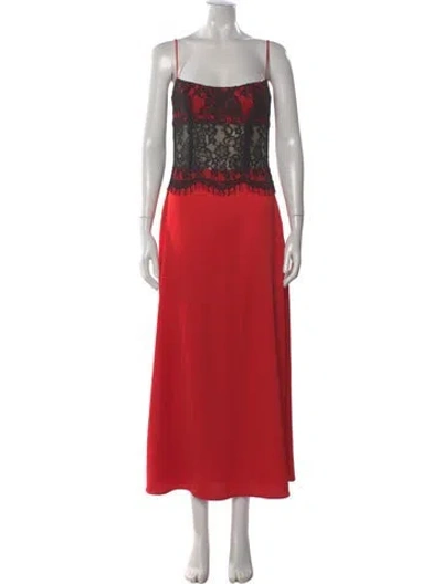 Pre-owned Rasario Square Neckline Long Dress W/ Tags In Red