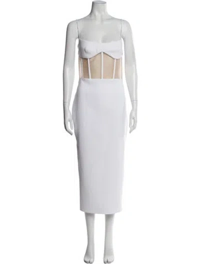 Pre-owned Rasario Square Neckline Long Dress In White