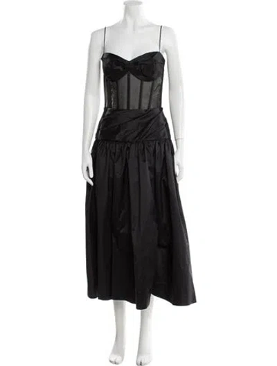 Pre-owned Rasario Square Neckline Midi Length Dress W/ Tags In Black