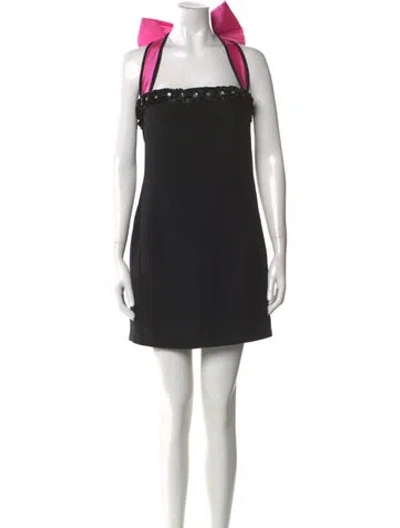 Pre-owned Rasario Square Neckline Mini Dress In Black