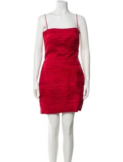 Pre-owned Rasario Square Neckline Mini Dress In Red