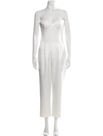 Pre-owned Rasario Strapless Jumpsuit In White