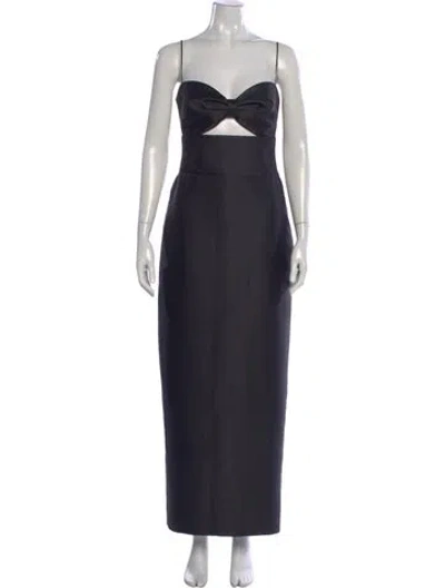 Pre-owned Rasario Strapless Long Dress In Black