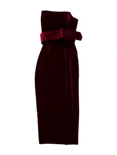 Pre-owned Rasario Strapless Long Dress In Burgundy