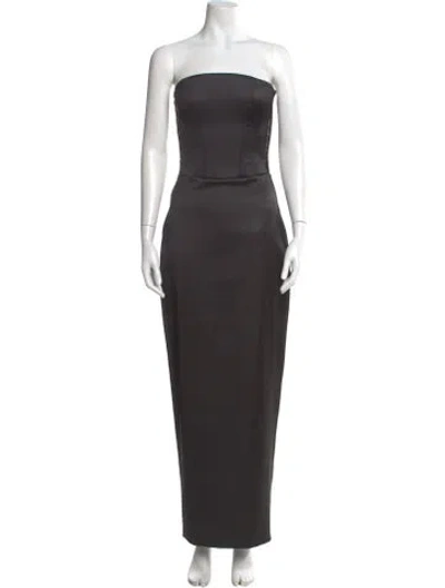 Pre-owned Rasario Strapless Long Dress In Gray