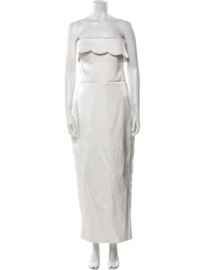 Pre-owned Rasario Strapless Long Dress In White