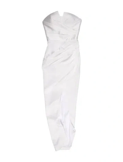 Pre-owned Rasario Strapless Long Dress In White