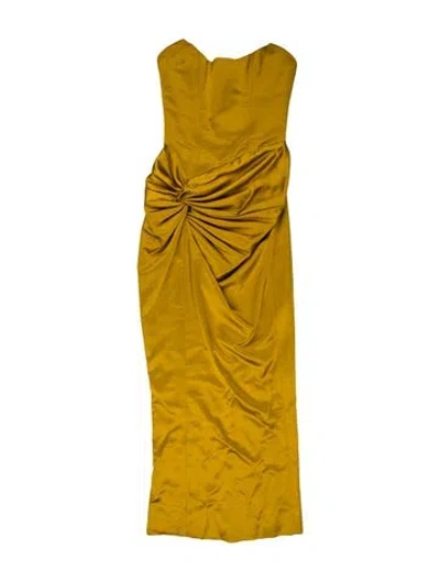Pre-owned Rasario Strapless Long Dress In Yellow