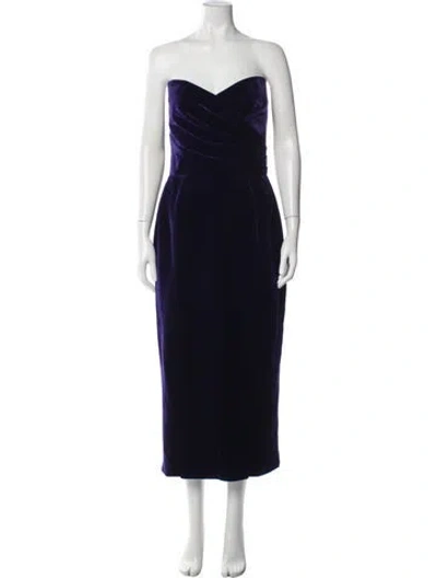Pre-owned Rasario Strapless Midi Length Dress In Blue