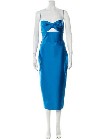Pre-owned Rasario Strapless Midi Length Dress In Blue