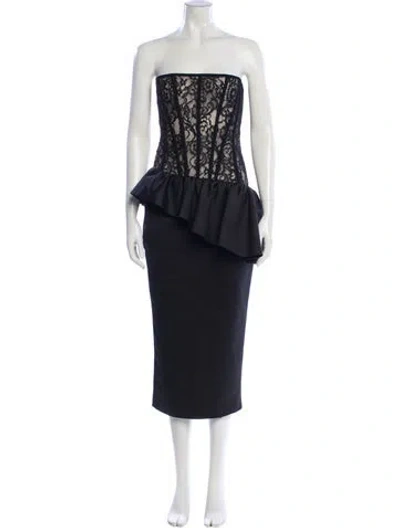 Pre-owned Rasario Strapless Midi Length Dress W/ Tags In Black