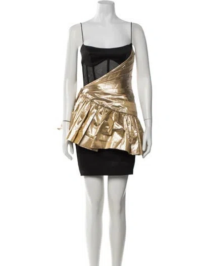 Pre-owned Rasario Strapless Mini Dress In Black/metallic