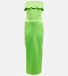 Rasario Strapless Satin Dress In Green