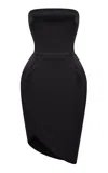 Rasario Strapless Satin Mini Dress In Black