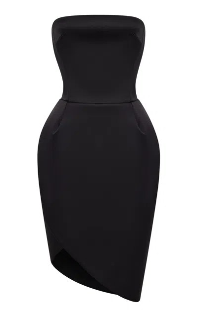 Rasario Strapless Satin Mini Dress In Black