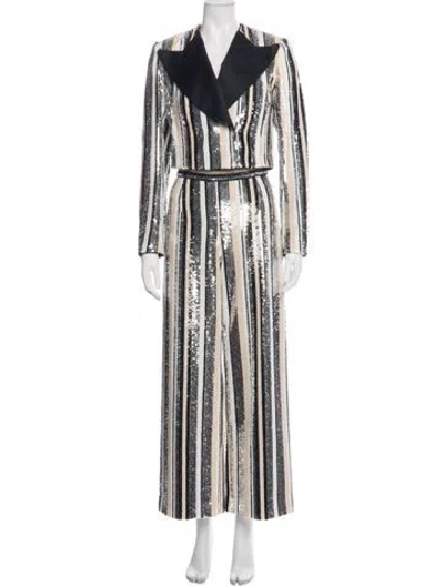 Pre-owned Rasario Striped Sequin Embellishments Set In Black