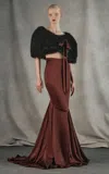 Rasario Train Maxi Skirt In Burgundy