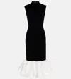 Rasario Velvet And Satin Midi Dress In Black