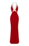 Rasario Velvet Maxi Dress In Red