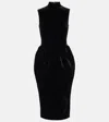 Rasario Velvet Midi Dress In Black