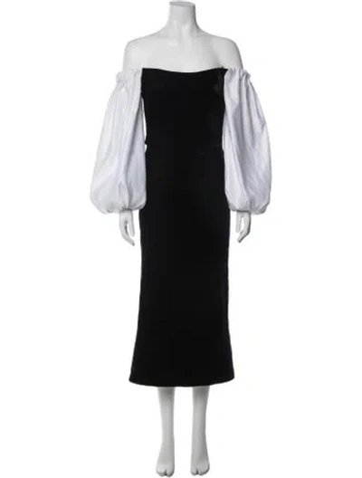Pre-owned Rasario Velvet Midi Length Dress In Black