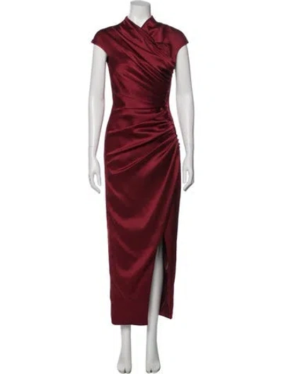 Pre-owned Rasario V-neck Long Dress In Burgundy