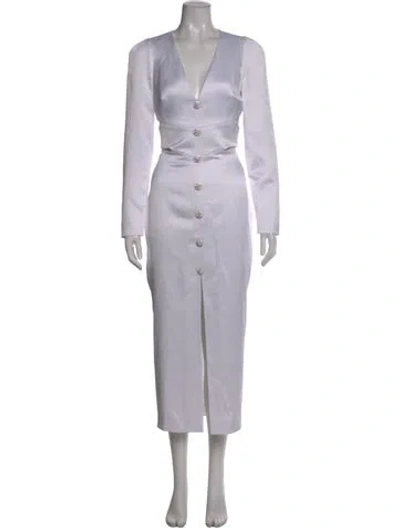 Pre-owned Rasario V-neck Long Dress In Gray