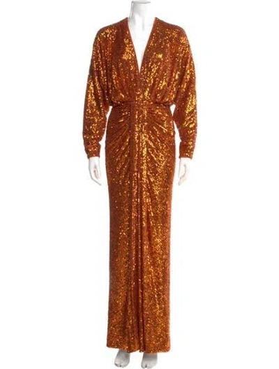 Pre-owned Rasario V-neck Long Dress W/ Tags In Orange