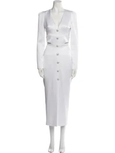 Pre-owned Rasario V-neck Long Dress W/ Tags In White